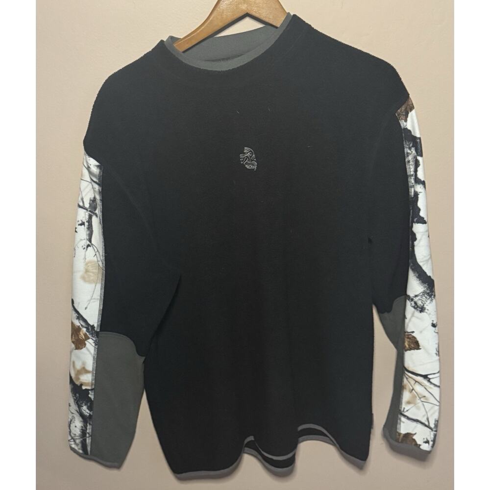 Legendary Whitetails Hunter Black and Camouflage Arm Long Sleeve Fleece L
